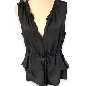 CYNTHIA Steffe Hanna drawstring blouse in black. Size large. New with tags‎